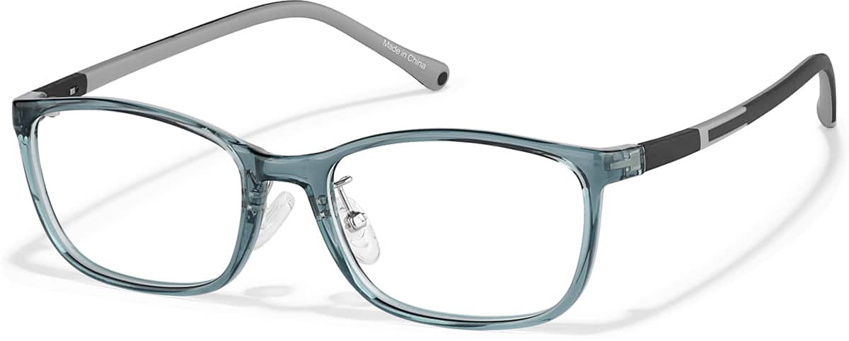 めがねブルー Blue Kids' Rectangle Glasses #P2029312 | Zenni Optical