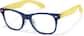 Angle view of Kids’ Square Glasses P208316 in Blue and Yellow thumbnail