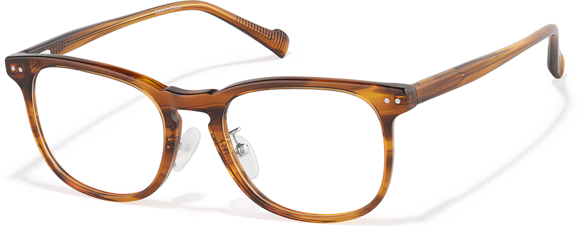 Zenni Square Glasses Brown Plastic Full Rim Frame