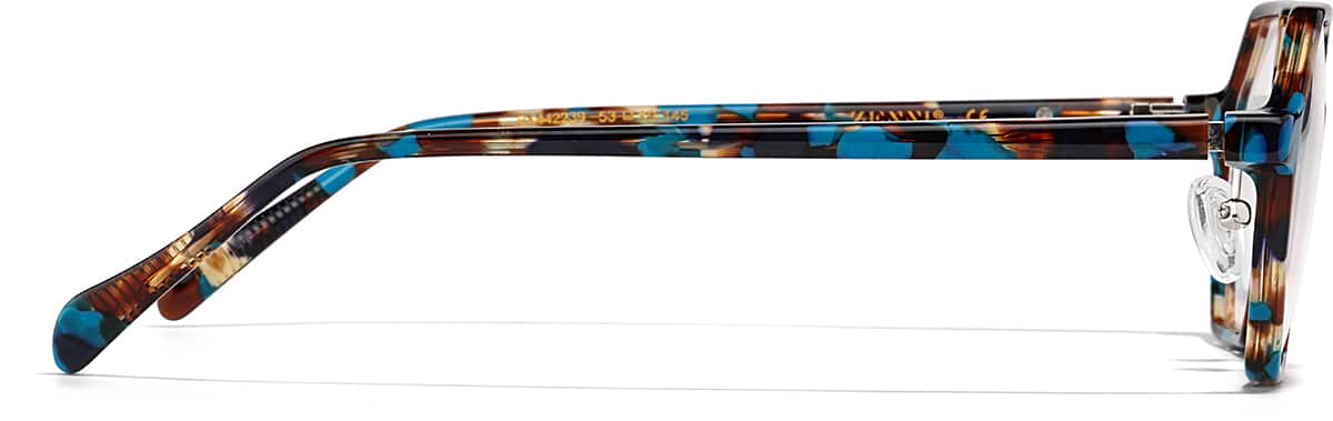 Side view of Geometric Glasses P4442239 in Blue Tortoiseshell
