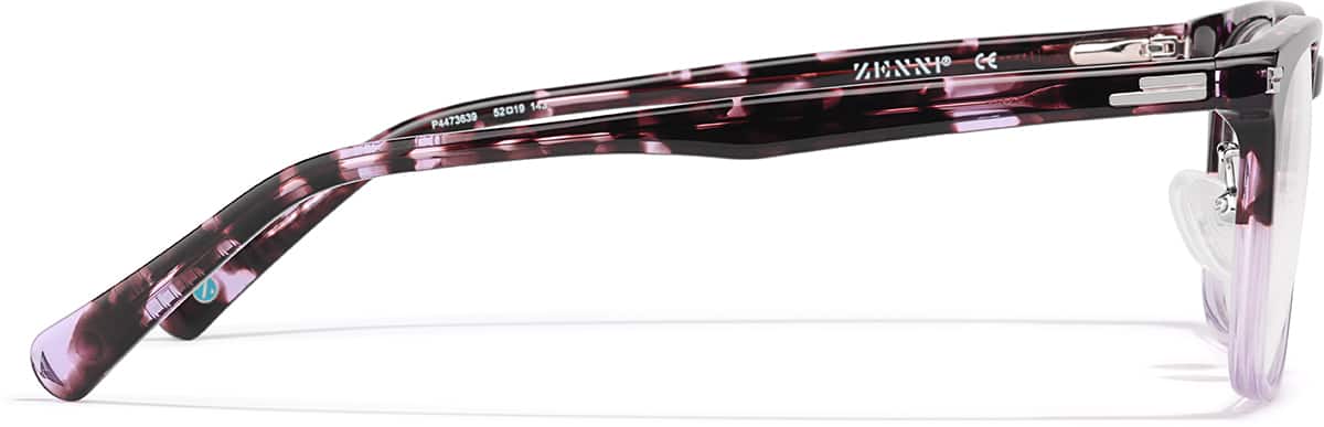 Side view of Rectangle Glasses P4473639 in Lavender Tortoiseshell