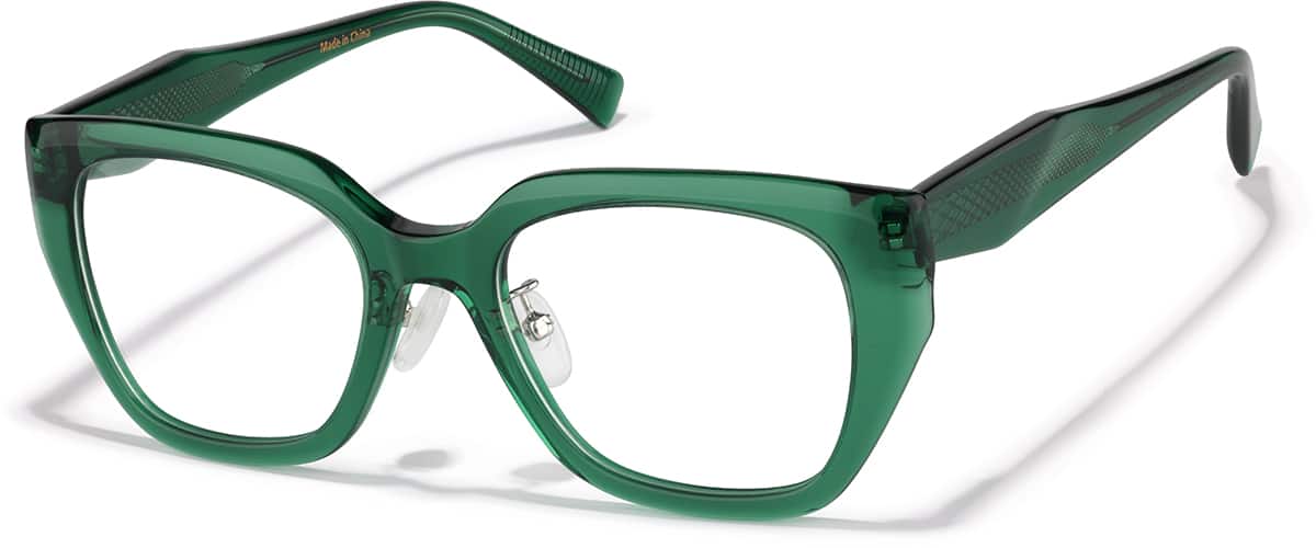 Angle view of Cat-eye Glasses P4474324 in Transparent Green