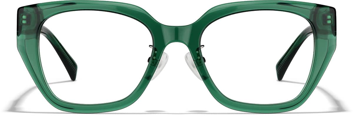 Front view of Cat-eye Glasses P4474324 in Transparent Green