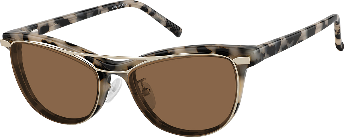 Cream Tortoiseshell Cat-eye Clip-on Sunglasses #P503035  display picture 3