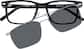 Front view of Square Clip-On Sunglasses P503321 in Black and Silver thumbnail