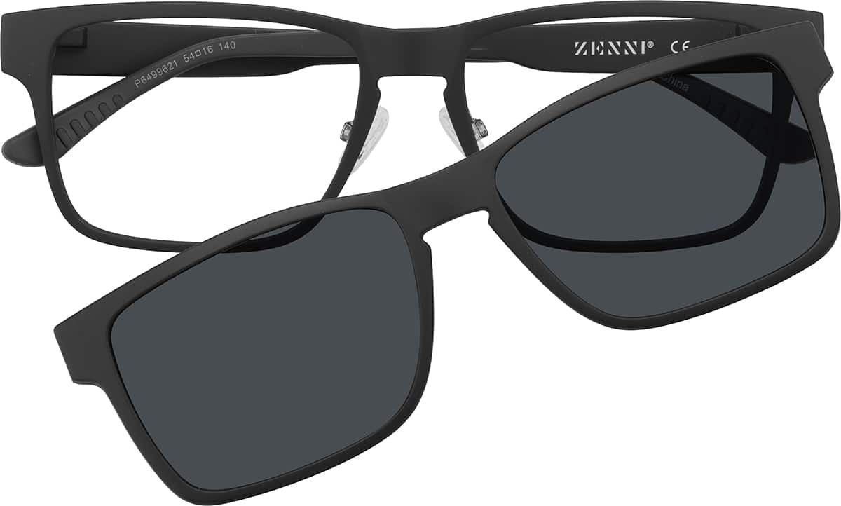 Black Rectangle Magnetic Clip-On Glasses #P6499621 | Zenni Optical