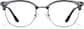 Front view of Mixed Material Browline Glasses  P7810712 in Gray thumbnail