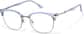 Angle view of Mixed Material Browline Glasses  P7810716 in Blue thumbnail