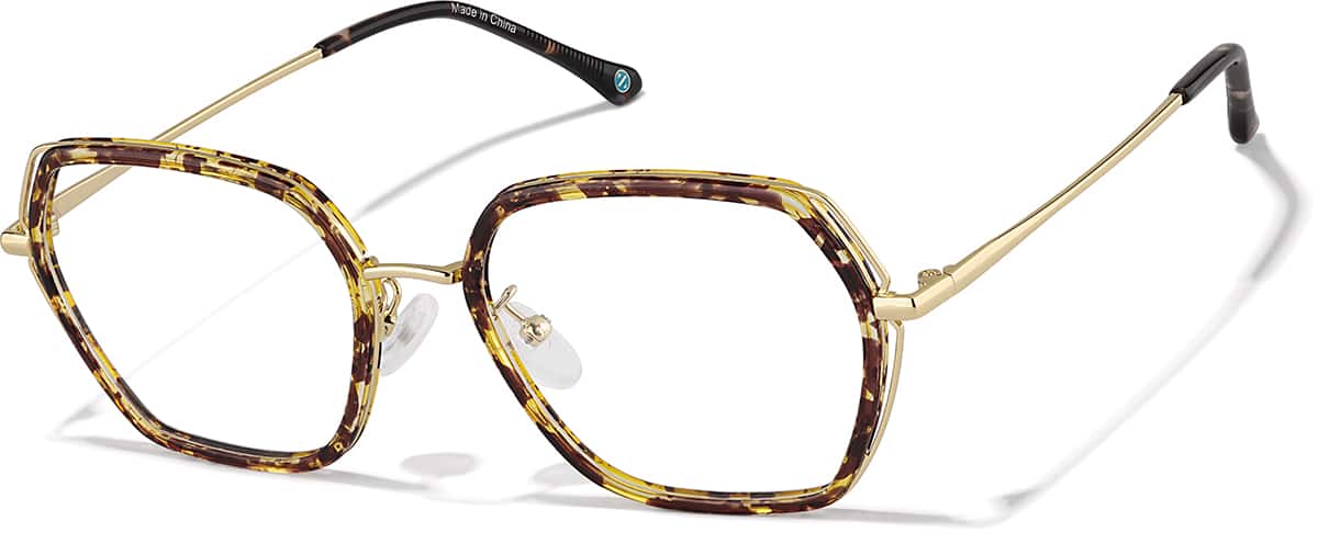 826超美品　グッチ　眼鏡　メガネ　ゴールド　バンブー　ブルー　ヴィンテージ Black and Gold Geometric Glasses #P7828721 | Zenni Optical
