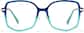 Front view of Mixed Material Geometric Glasses  P7840616 in Blue/Teal thumbnail