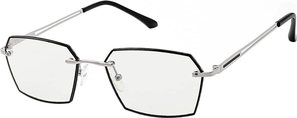 Angle view of Geometric Reading Glasses R000511050 in Silver