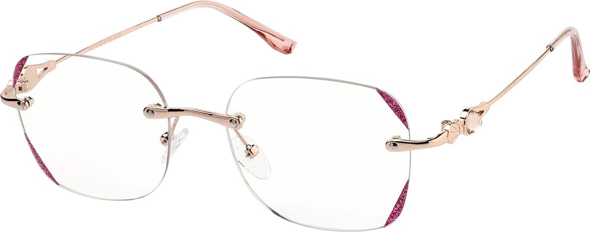 Angle view of Square Reading Glasses R000719050 in Rose Gold