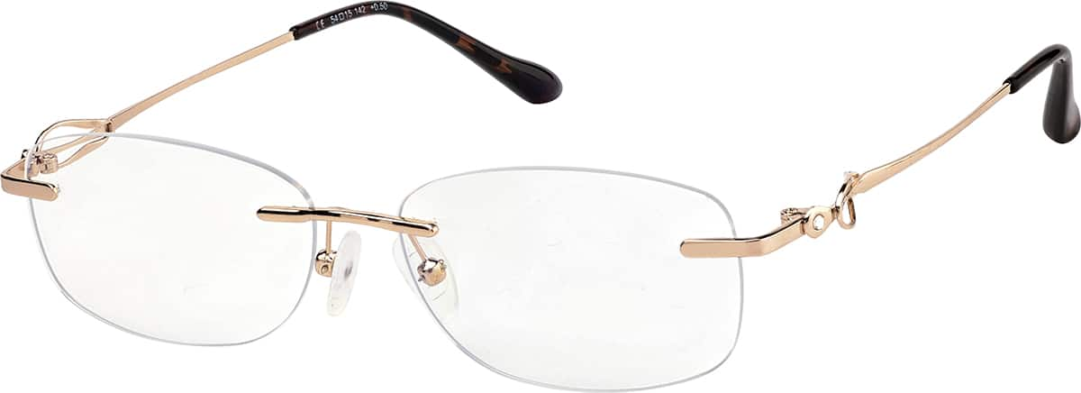 Angle view of Oval Reading Glasses R001019050 in Rose Gold