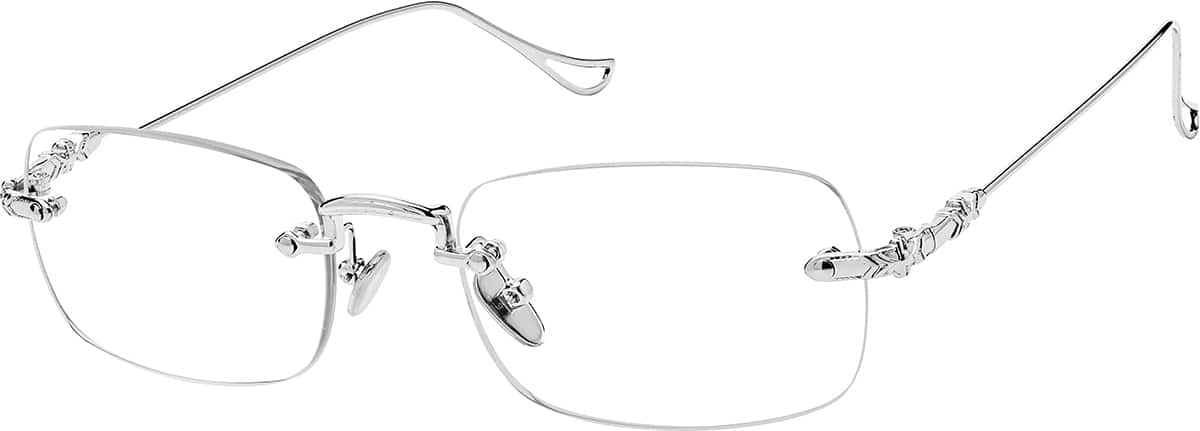 Angle view of Rectangle Reading Glasses R001211050 in Silver