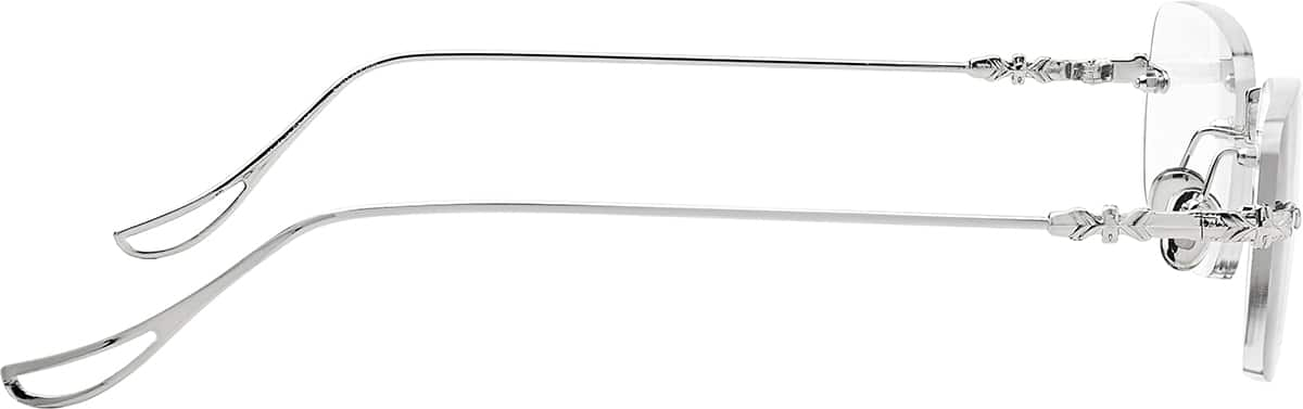 Side view of Rectangle Reading Glasses R001211050 in Silver