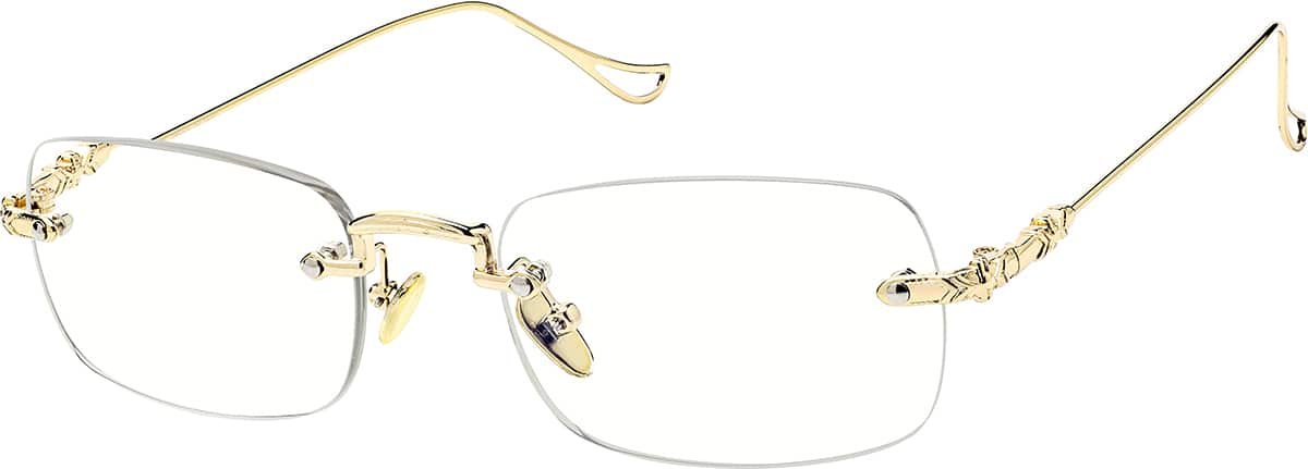 Angle view of Rectangle Reading Glasses R001214125 in Gold