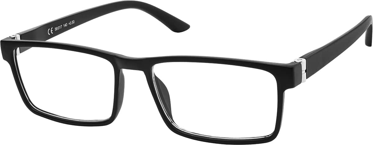 Angle view of Rectangle Reading Glasses R001421050 in Black