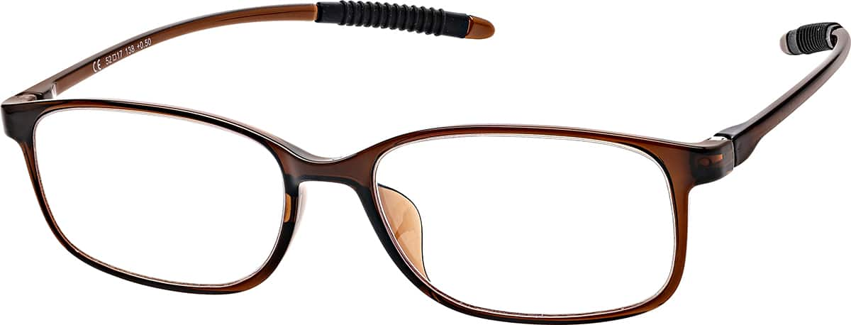 Angle view of Rectangle Reading Glasses R001615050 in Brown