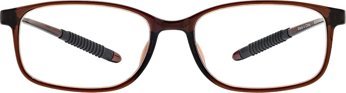 Front view of Rectangle Reading Glasses R001615050 in Brown