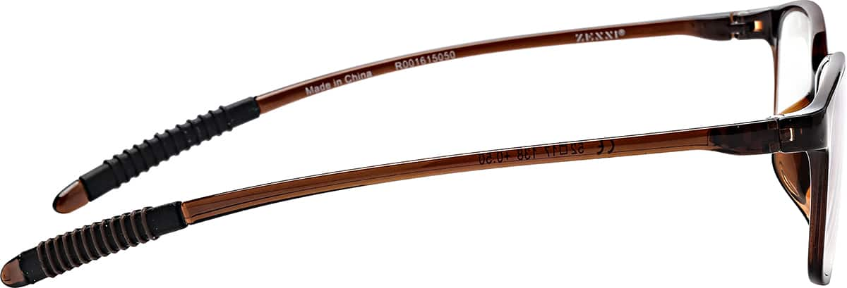 Side view of Rectangle Reading Glasses R001615050 in Brown