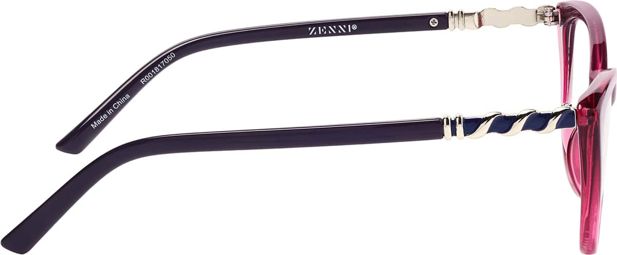 Side view of Cat-Eye Reading Glasses R001817050 in Black/Pink