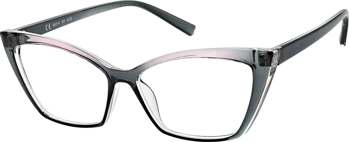 Angle view of Cat-Eye Reading Glasses R002121275 in Gray/Pink