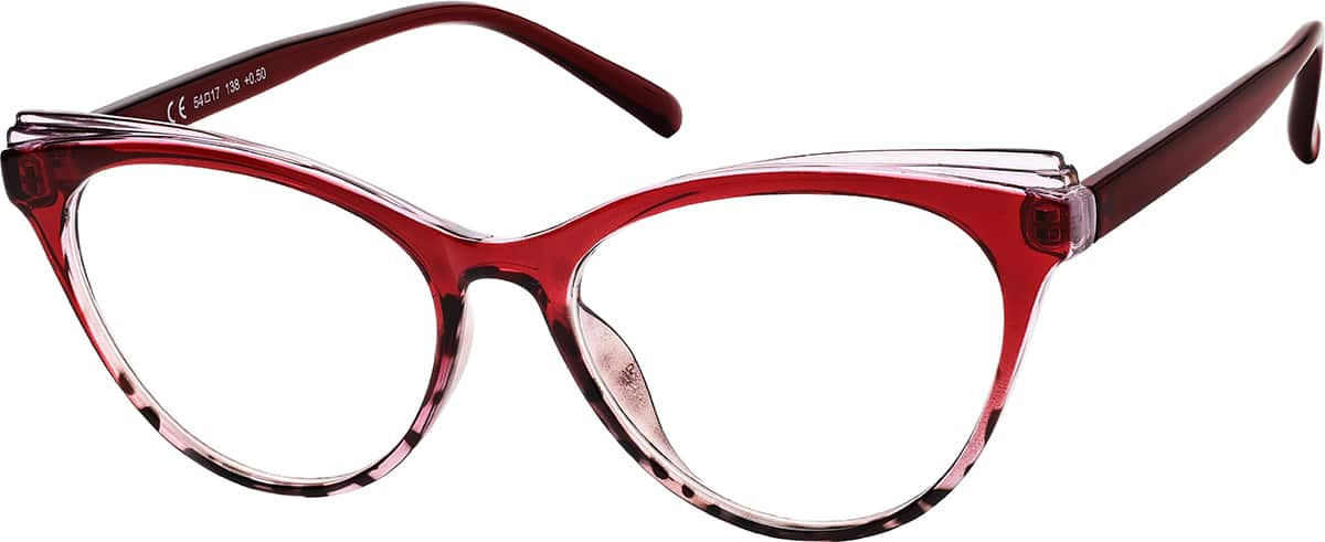 Angle view of Cat-Eye Reading Glasses R002218050 in Red