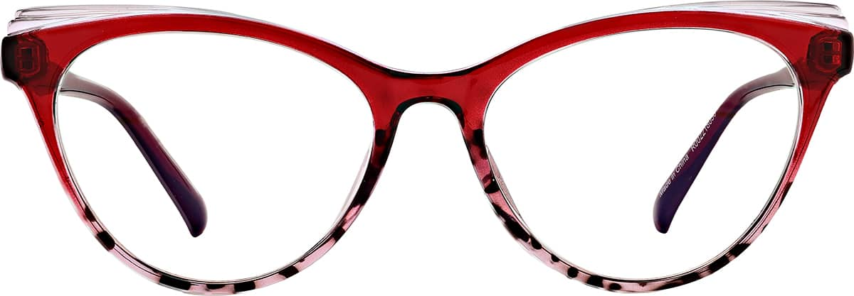 Front view of Cat-Eye Reading Glasses R002218050 in Red