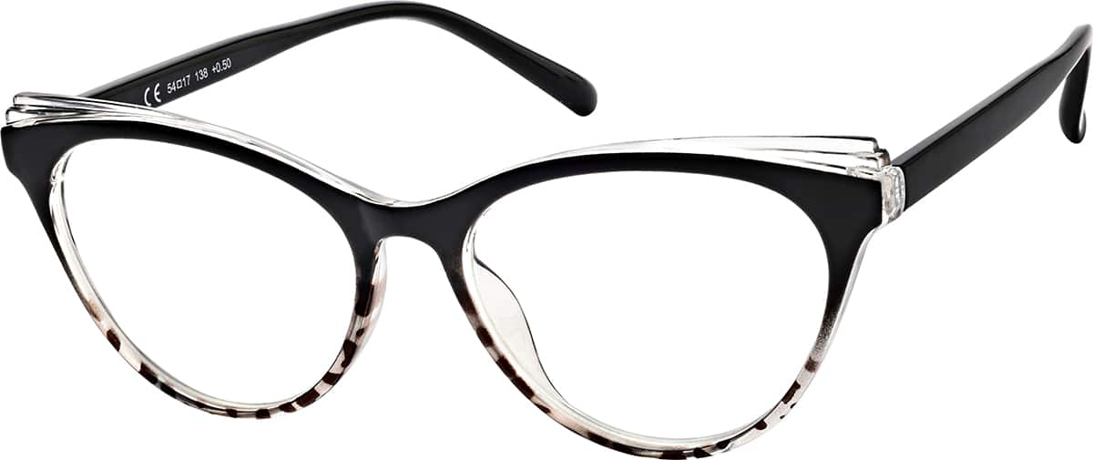 Angle view of Cat-Eye Reading Glasses R002221050 in Black