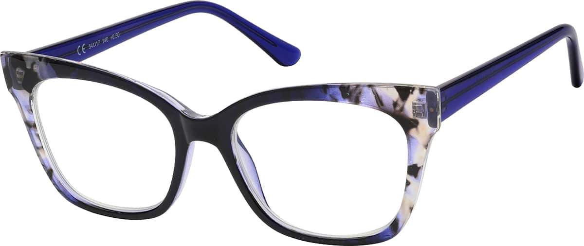 Angle view of Cat-Eye Reading Glasses R002916050 in Blue