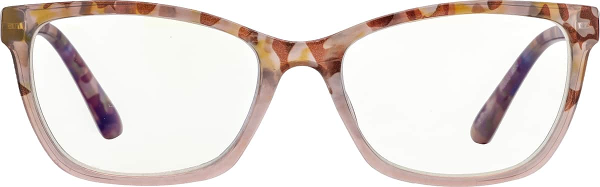 Front view of Rectangle Reading Glasses R003519050 in Pink