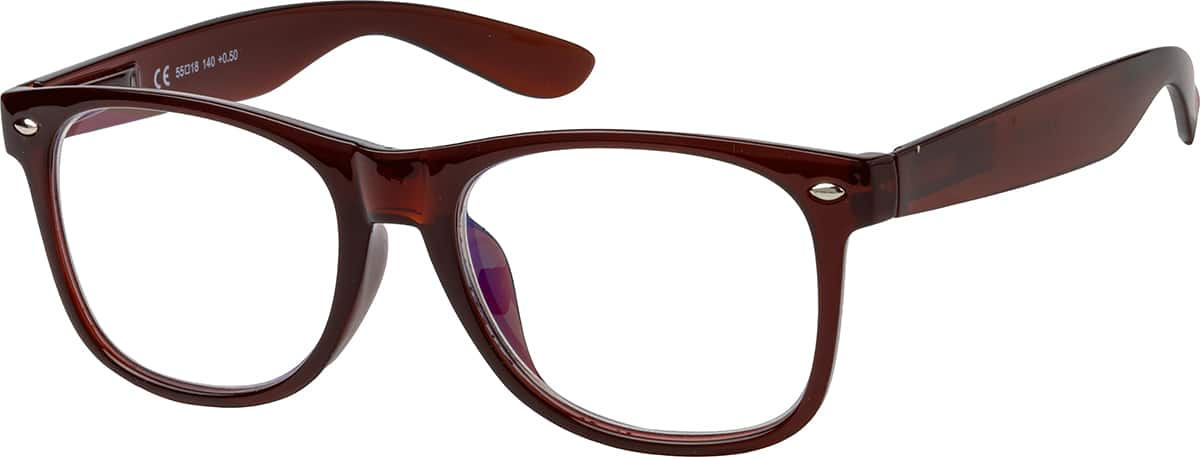 Angle view of Square Reading Glasses R003618200 in Red