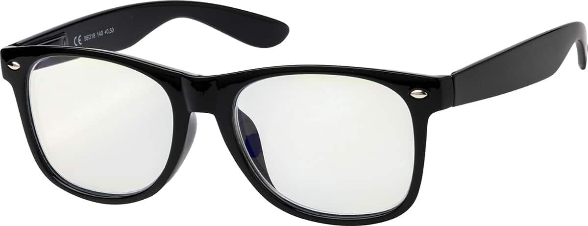 Angle view of Square Reading Glasses R003621050 in Black