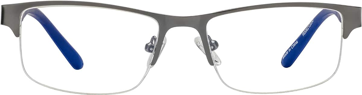 Front view of Rectangle Reading Glasses R006212050 in Silver