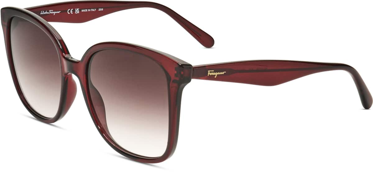 Angle view of Ferragamo SF1072S SF1072S18 in Crystal Burgundy