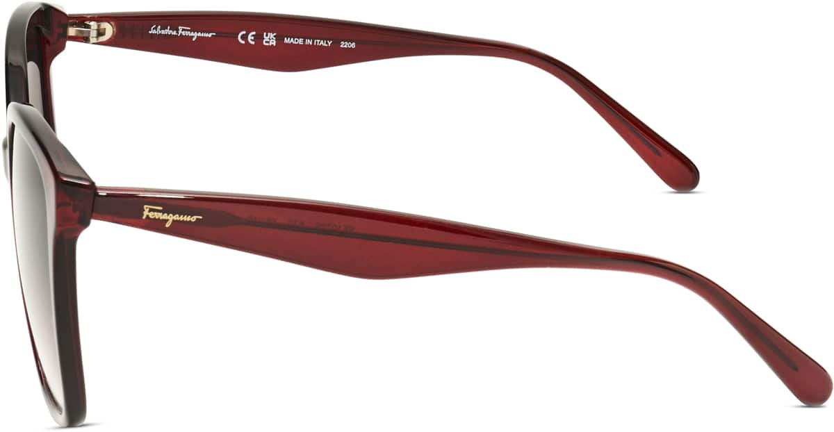 Side view of Ferragamo SF1072S SF1072S18 in Crystal Burgundy