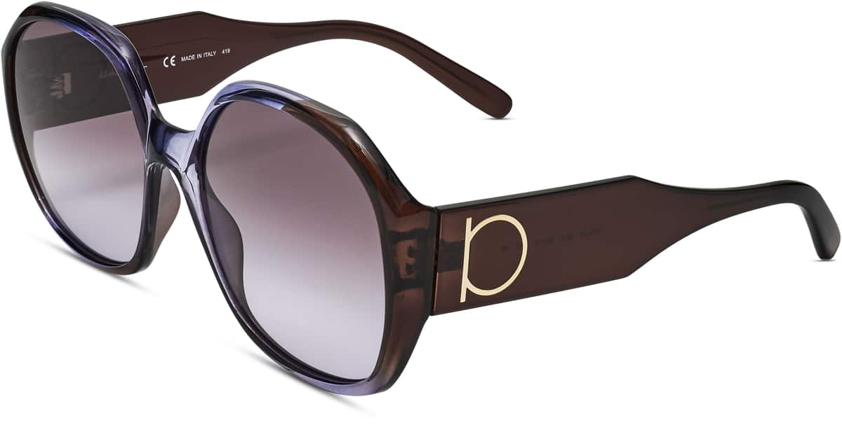 Angle view of Ferragamo SF943S SF943S28 in Gradient Brown to Violet