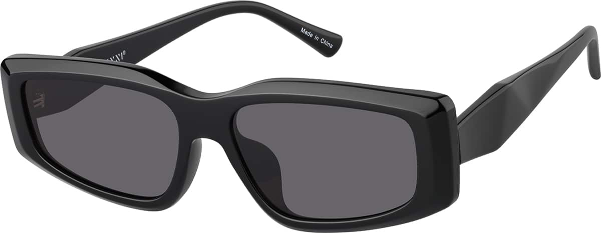 Angle view of Rectangle Sunglasses T00142112 in Black