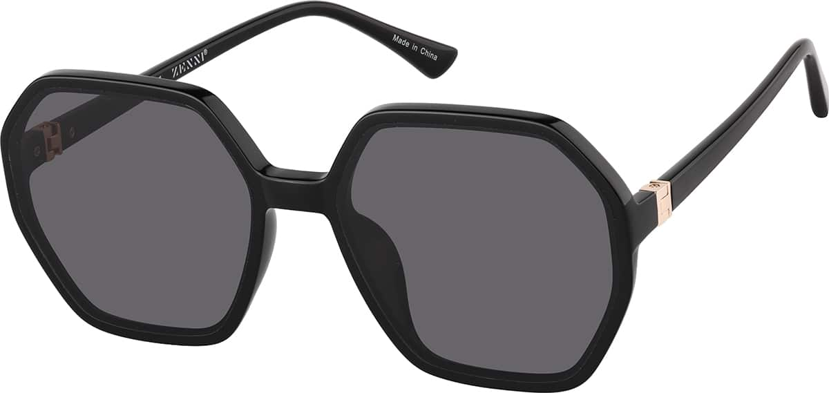 Angle view of Geometric Sunglasses T00162112 in Black