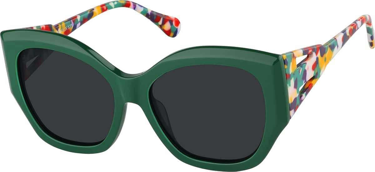 Angle view of Cat-eye Sunglasses T00252412 in Green