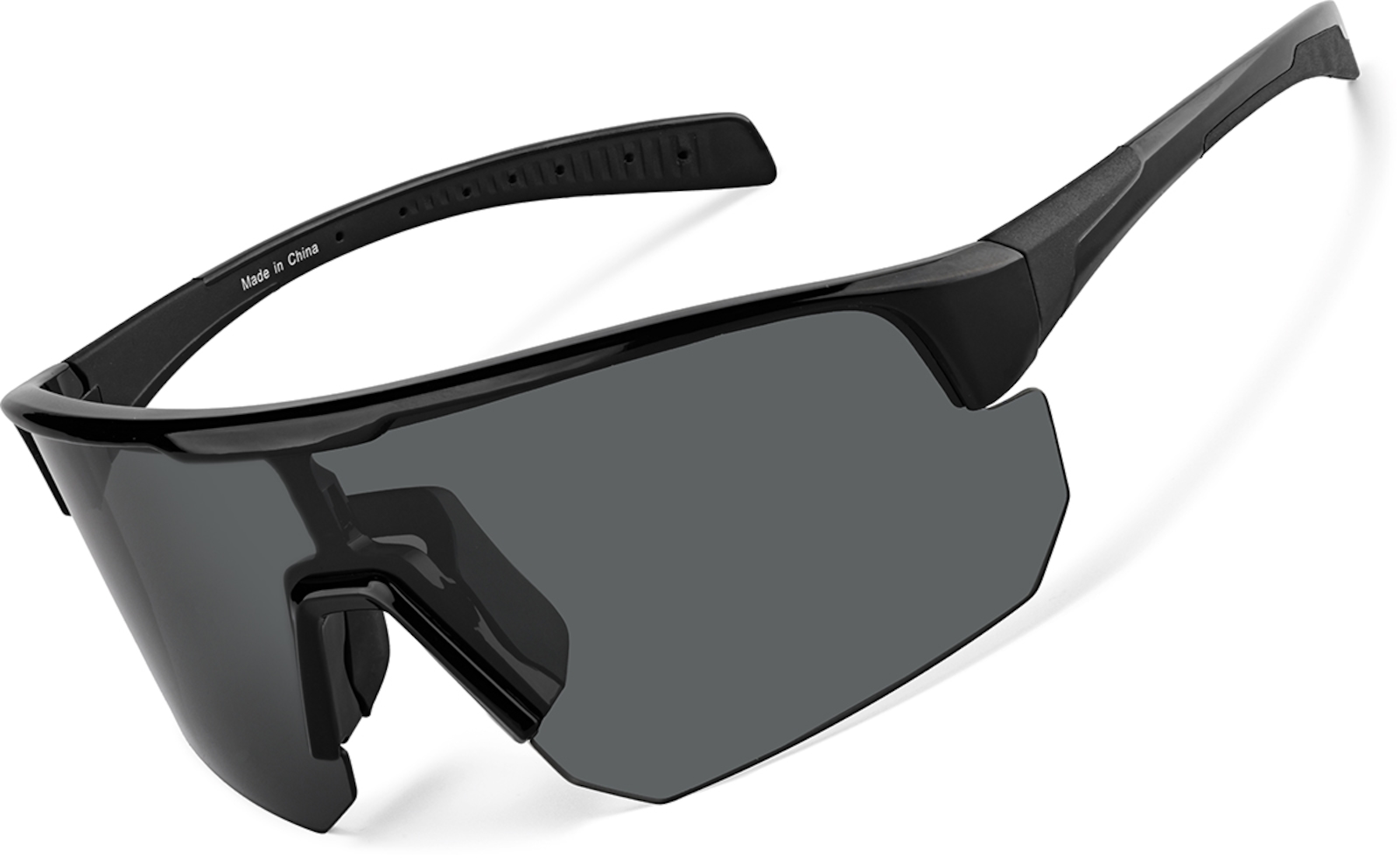 Zenni Sunglasses Half-Rim Black With Gray Lens Plastic Frame