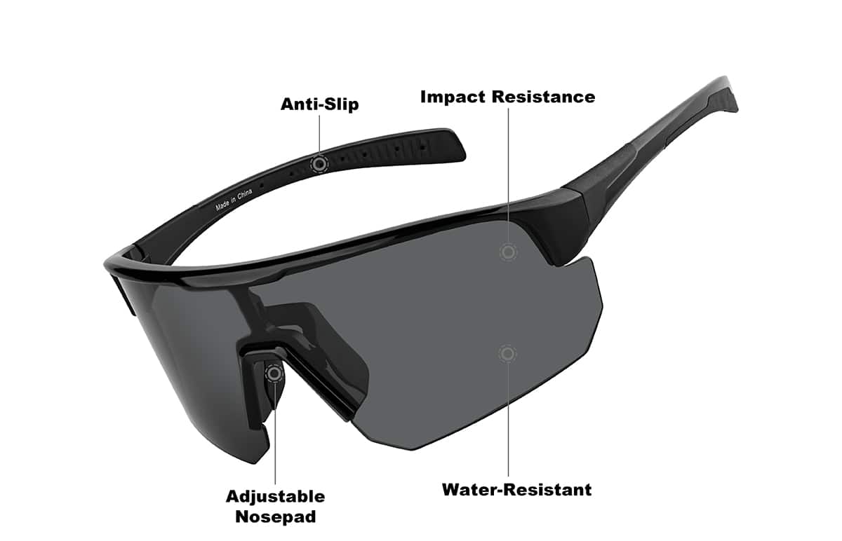 Image of Half Rim Wrap-Around Sunglasses