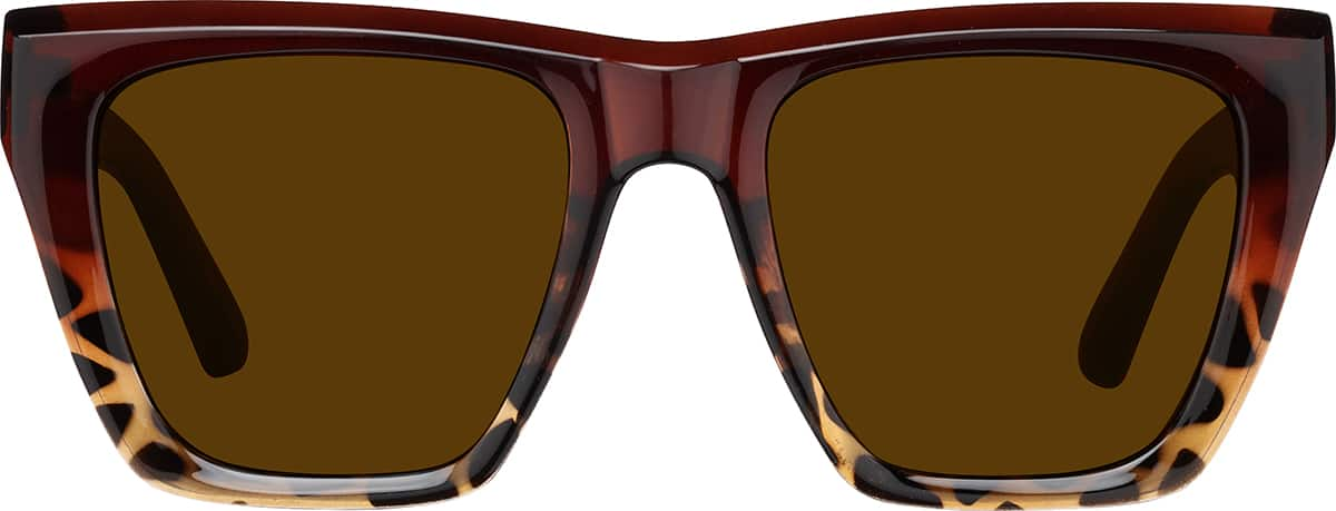 Front view of Rectangle Sunglasses T01112515 in Tortoiseshell