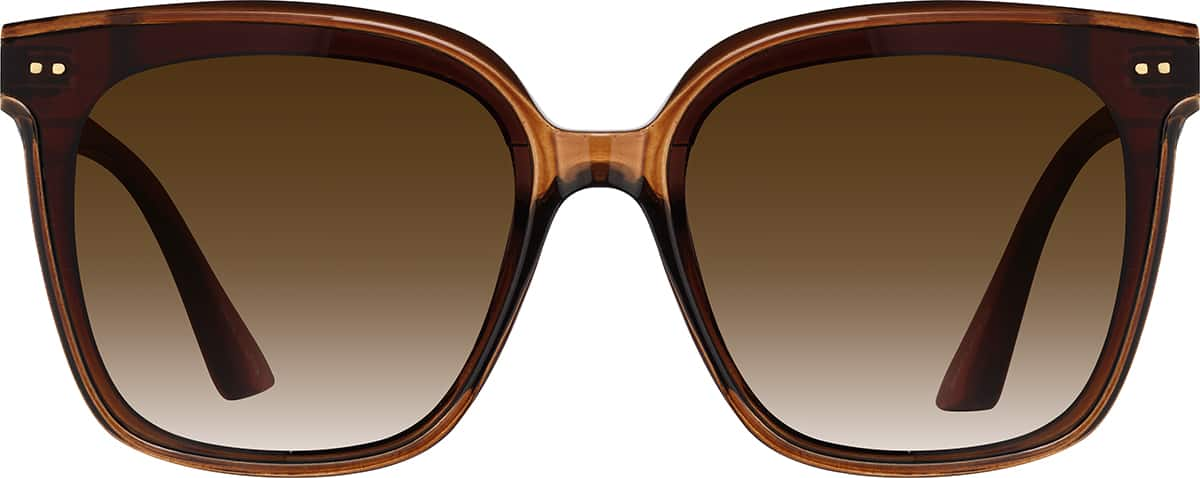 Front view of Rectangle Sunglasses T01131515 in Brown