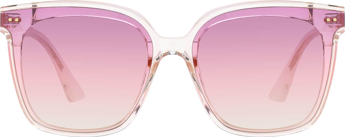 Front view of Rectangle Sunglasses T01131919 in Pink