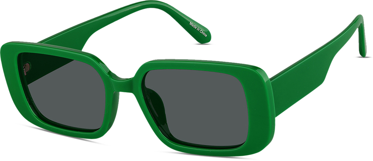 Zenni Women's Rectangle Sunglasses Green Plastic Full Rim Frame