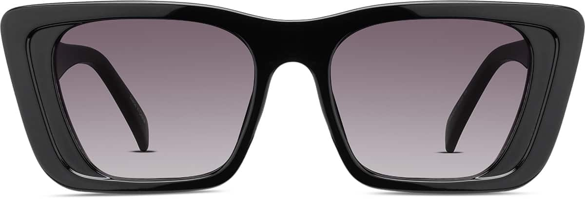 Front view of Rectangle Sunglasses T01412117 in Black