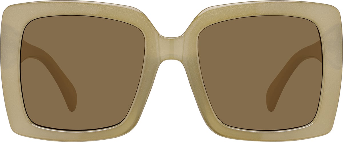 Front view of Square Sunglasses T01431515 in Brown