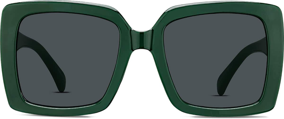 Front view of Square Sunglasses T01432412 in Green