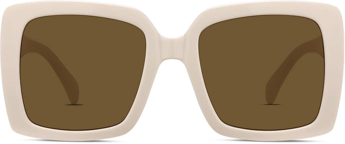 Front view of Square Sunglasses T01433315 in Cream